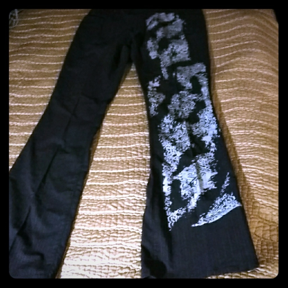 Women, Just Cavilli Black Graphic Abstract Pants